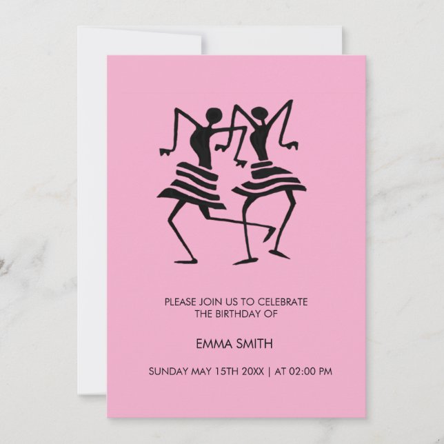 Convite Abstrato, Celebração de Dançarinos Aniversário (Frente)