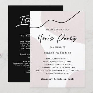 Convite Abstrato chic neutro   Festa de Galinhas de Aquare