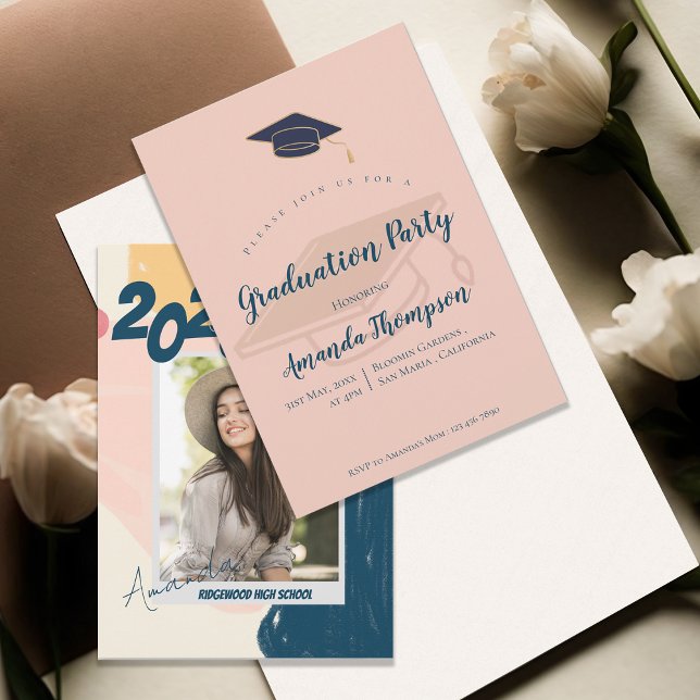 Convite Abstrato Classe de Foto da Festa de formatura 2025 (Abstract Photo Class of 2026 Graduation Party Invitation)