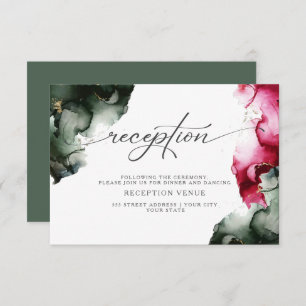 Convite Abstrato Crimson e Sage Green Reception