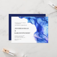 Convite abstrato de Casamento Azul de Seda