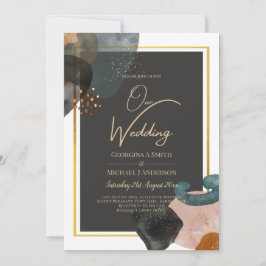 Convite ABSTRATO de Casamento de Tons da Terra BUDGET