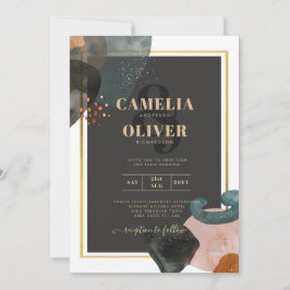 Convite ABSTRATO de Casamento de Tons da Terra BUDGET