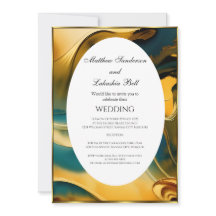 Abstrato de Casamento Ouro Teal Elegante Moderno