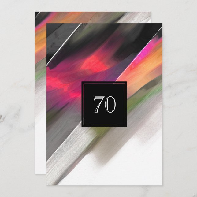 Convite Abstrato de Celebração de Aniversário 70 (Frente/Verso)