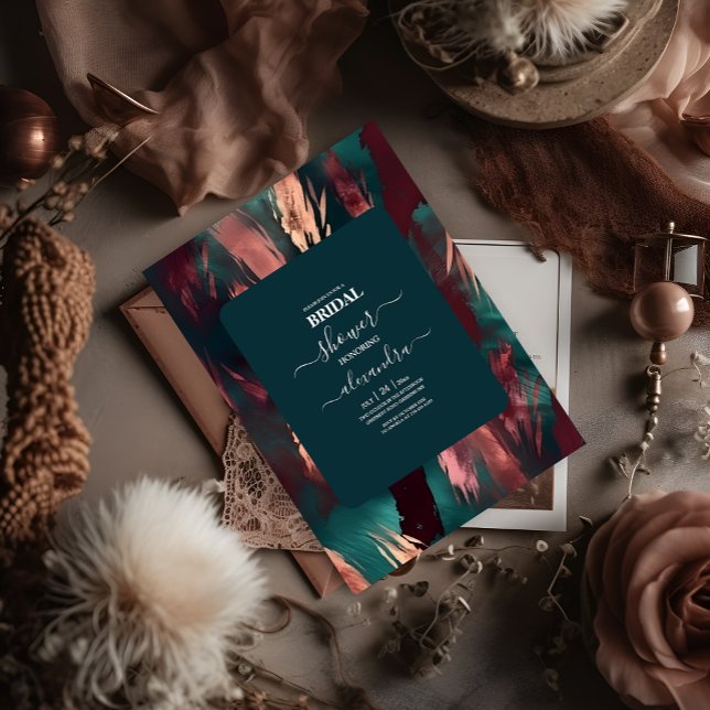 Convite Abstrato de cobre, verde-escuro, cor-de-rosa, poei (Criador carregado)