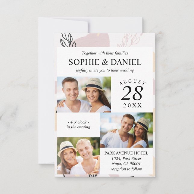 Convite Abstrato de Fotografia Rosa de Arte Rosa Dusty Cas (Frente)