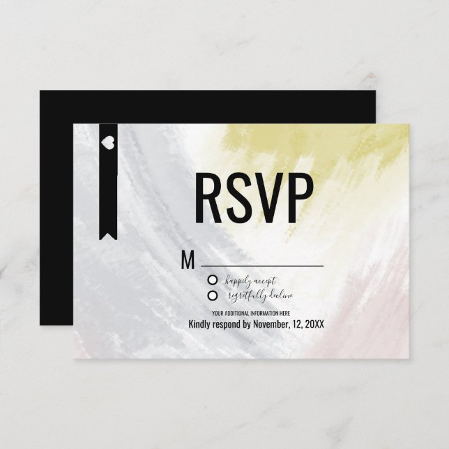 Convite Abstrato de Mostarda Moderna Esmaga O Casamento RS (Frente/Verso)