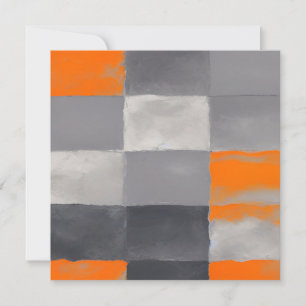 Convite Abstrato de Xadrez de Cinza laranja