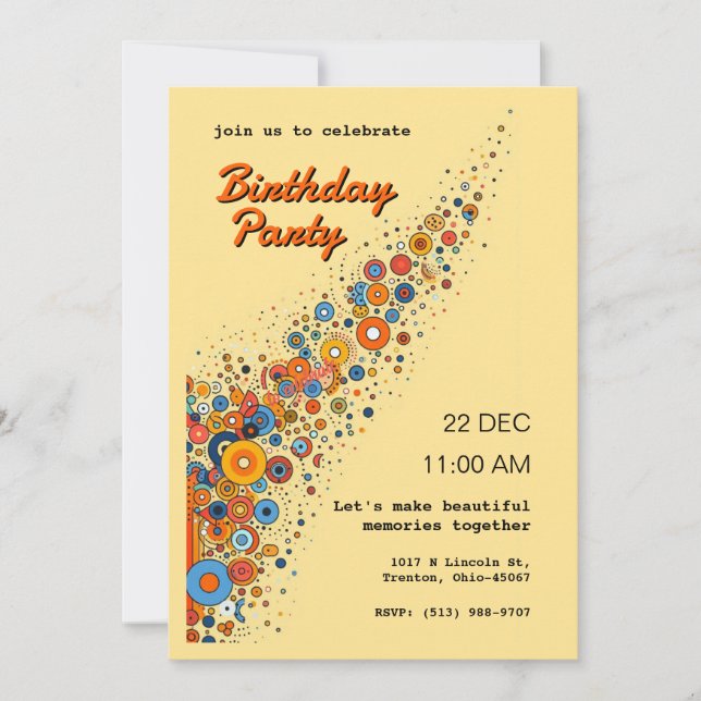 Convite Abstrato dentro do círculo personalizado (Frente)