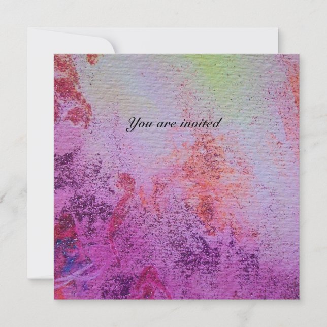 Convite ABSTRATO DOURADO MAGICS WIRLS gelo fuchsia rosa pú (Frente)