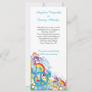Convite Abstrato Floral Blue Peace Sign Casamento Poste