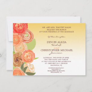 Convite Abstrato Floral Ombre Casamento outono Invite