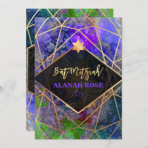 Convite Abstrato Geométrico Mitzvah, PixDezines