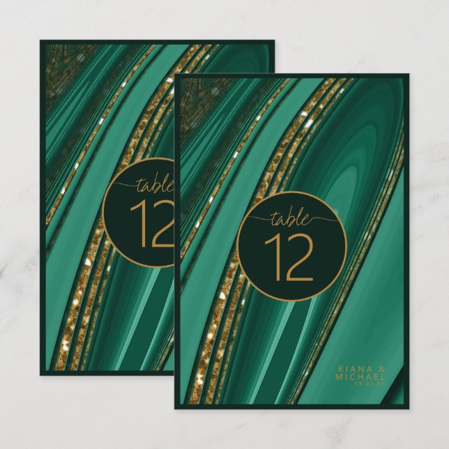 Convite Abstrato Glitter Strata Table Number Green ID903 (Frente/Verso)