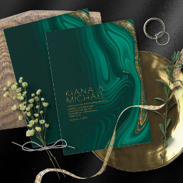 Convite Abstrato Glitter Strata Wedding Dk Green ID903