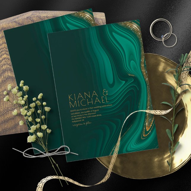 Convite Abstrato Glitter Strata Wedding Dk Green ID903 (Criador carregado)