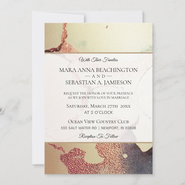Convite *~* Abstrato Gold Foil Glitter Casamento Elegante (Frente)