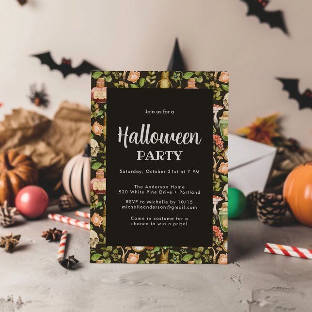 Convite Abstrato Halloween do Flor do Cogumelo da Planta d (Criador carregado)