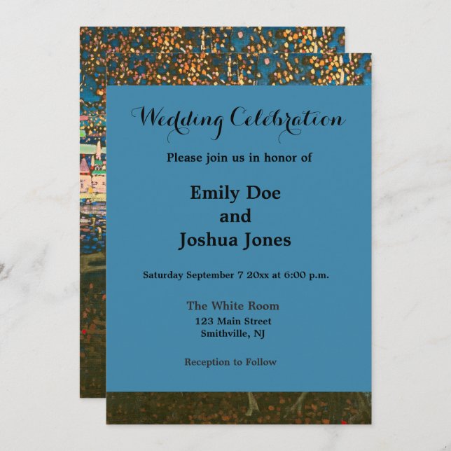 Convite Abstrato Kandinsky Casal Anel Colorido (Frente/Verso)