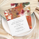 Convite Abstrato Laranja Boho 60ª Festa de aniversário<br><div class="desc">Um artista contemporâneo do 60º convite de aniversário, em uma ousada textura pintada de laranja, ouro, vermelho, burgundy, marinho e marfim, acrescenta sofisticação e fascínio boêmico a este design moderno. Os quadros elegantes funcionam lindamente com o trabalho de arte e as cores ousadas são perfeitos para celebrar esta ocasião especial....</div>