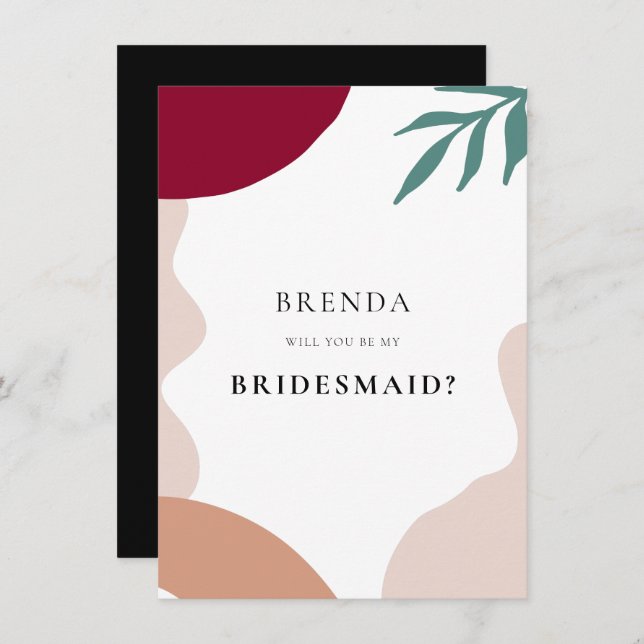 Convite Abstrato modela placa de proposta Bridesmaid (Frente/Verso)