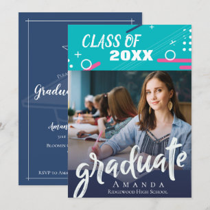 Convite Abstrato Modern Class Of 2021 Photo Graduation