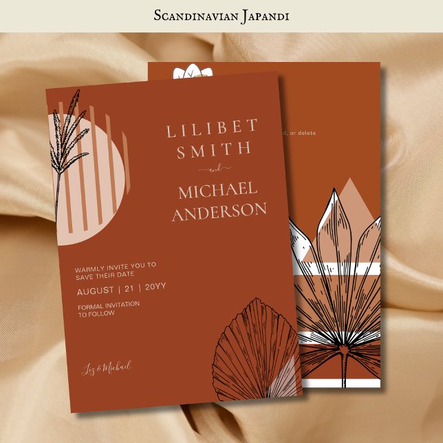 Convite Abstrato Moderno Japandi Escandinavo Datas de Salv (Criador carregado)