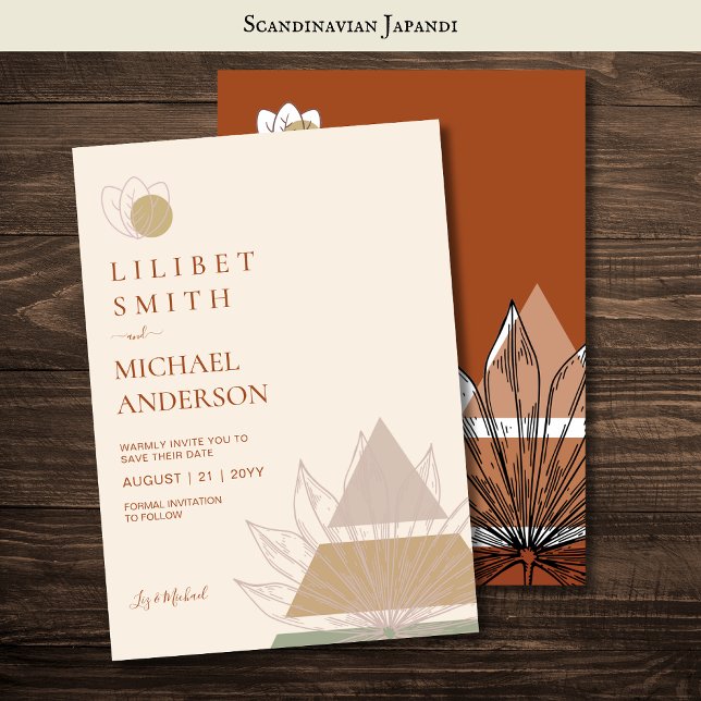 Convite Abstrato Moderno Japandi Escandinavo Datas de Salv (Criador carregado)