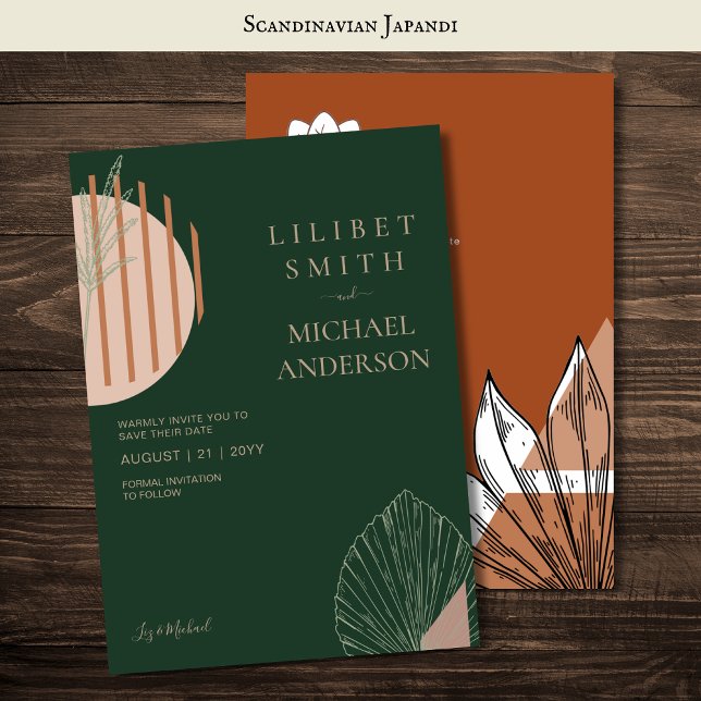 Convite Abstrato Moderno Japandi Escandinavo Datas de Salv (Criador carregado)