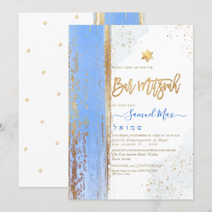 Convite Abstrato Moderno PixDezines Bar Tallit Mitzvah