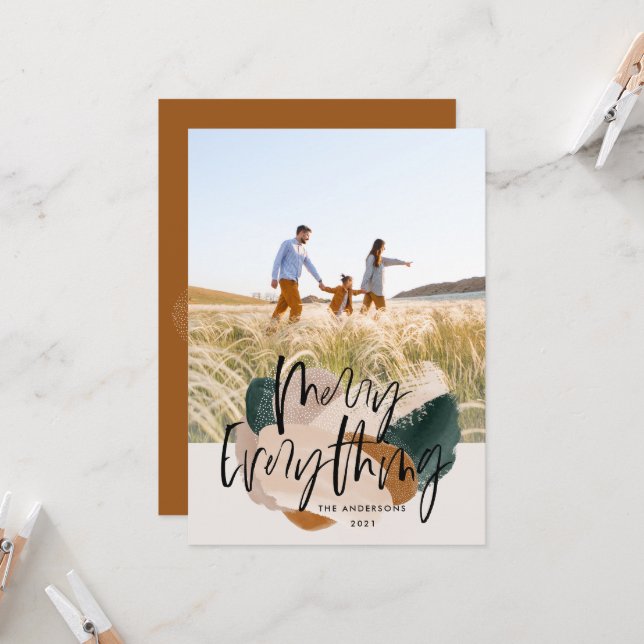 Convite Abstrato moderno robusto 1 foto Natal Ann (Frente/Verso In Situ)