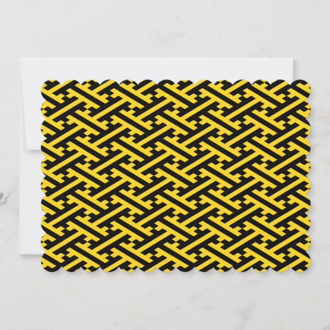 Convite Abstrato Moderno Sayagata Yellow Cross Maze (Frente)