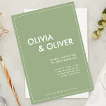 Convite Abstrato Moderno Tipografia Sage Casamento Verde<br><div class="desc">Este Convite para Casamento da Tipografia Moderna Simples Verde, moderno mas casual, é perfeito para aqueles que desejam celebrar a ligação única que partilham. A design e o foco principal do convite são os nomes dos casais, estilizados em uma tipografia simples, mas ousada, que capta o espírito da vida moderna....</div>