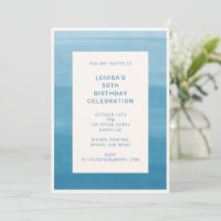 Abstrato Ombre Gradient Ocean Blue 50th Birthday