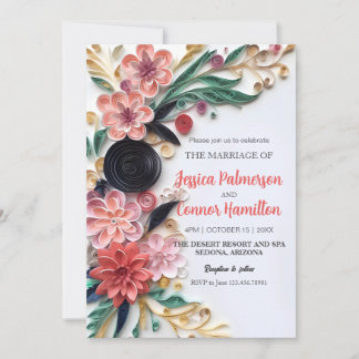 Convite Abstrato Paper Quilling Floral Wedding Greenery