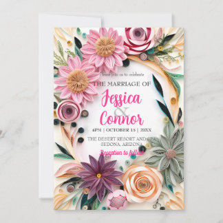 Convite Abstrato Paper Quilling Floral Wedding Greenery