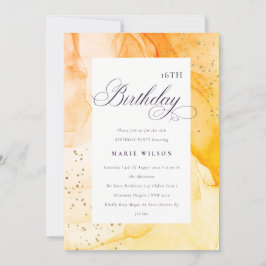 Convite Abstrato Pastel Amarelo Laranja Qualquer Idade Ani