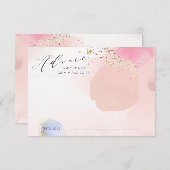 Convite Abstrato Pastel Chá de fraldas da placa de conselh (Frente/Verso)