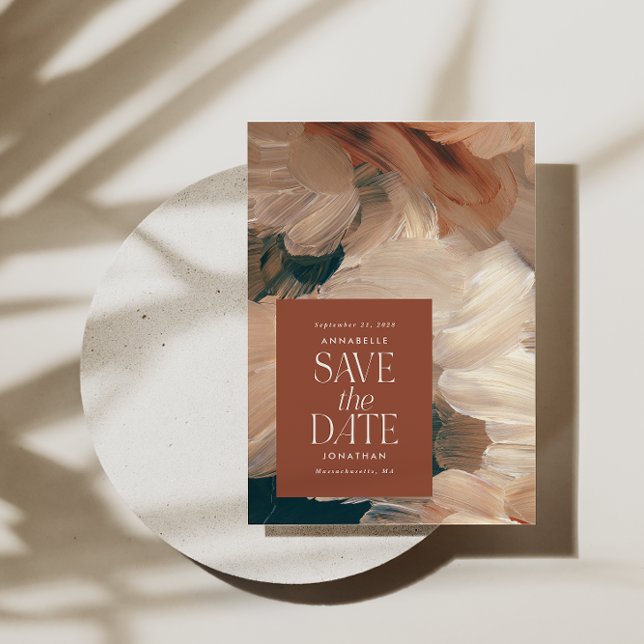 Convite Abstrato pintou o chic de terracotta, creme de chá (Criador carregado)