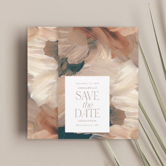 Convite Abstrato pintou o chic de terracotta, creme de chá (Criador carregado)