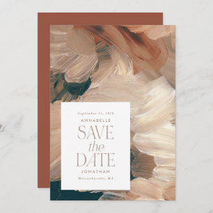 Convite Abstrato pintou o chic de terracotta, creme de chá