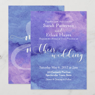 Convite Abstrato Purple Wash Typografia "Seu Casamento"