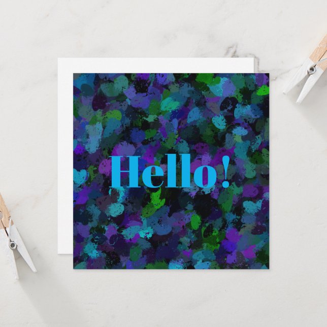 Convite Abstrato púrpura, azul e preto (Frente/Verso In Situ)