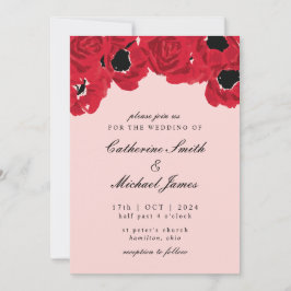 Convite Abstrato Rosas e Poppies Casamento