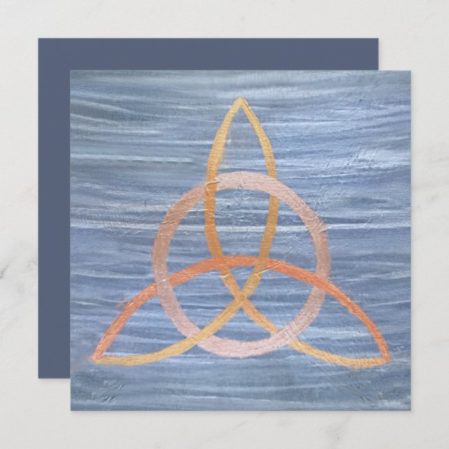 Convite Abstrato Triquetra | Blue Dourado Celtic Trinity K (Frente/Verso)