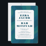 Convite Abstrato Verde  Moderno Bar Azul Mitzvah<br><div class="desc">Cartão perfeito para anunciar um morcego mitzvah, bar mitzvah ou outra celebração judaica! A mão fez arte para você. TOTALMENTE PERSONALIZÁVEL! Clique em "Personalizar" acima para editar o texto. Clique em "editar usando a ferramenta design" para ajustar as fontes, cores e posicionamentos e para excluir o design traseiro, se preferir...</div>