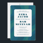Convite Abstrato Verde  Moderno Bar Azul Mitzvah<br><div class="desc">Cartão perfeito para anunciar um morcego mitzvah, bar mitzvah ou outra celebração judaica! A mão fez arte para você. TOTALMENTE PERSONALIZÁVEL! Clique em "Personalizar" acima para editar o texto. Clique em "editar usando a ferramenta design" para ajustar as fontes, cores e posicionamentos e para excluir o design traseiro, se preferir...</div>