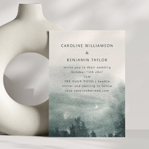 Convite Abstrato Watercolor Forest Green Landscape