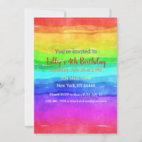 Abstrato Watercolor Stripes Rainbow Pintado.